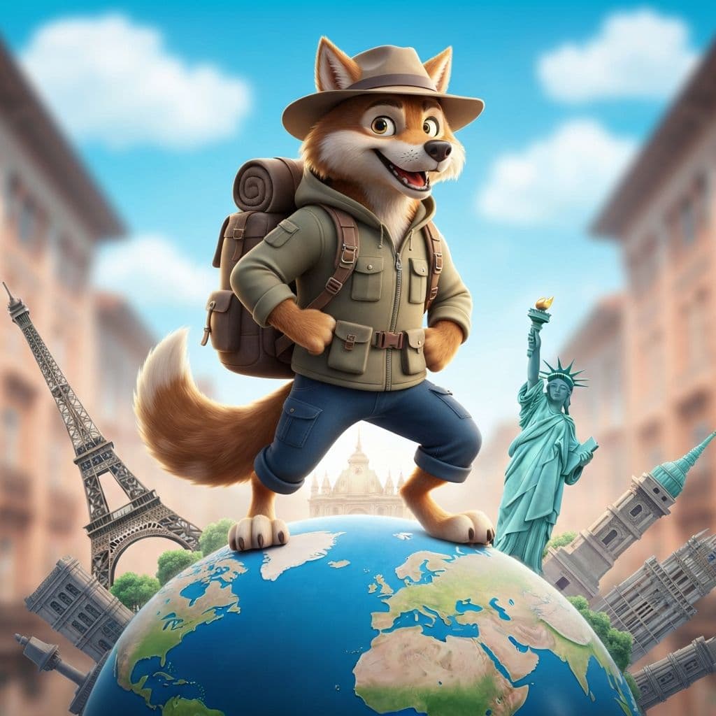 Alpha le loup voyageur parcourant le monde