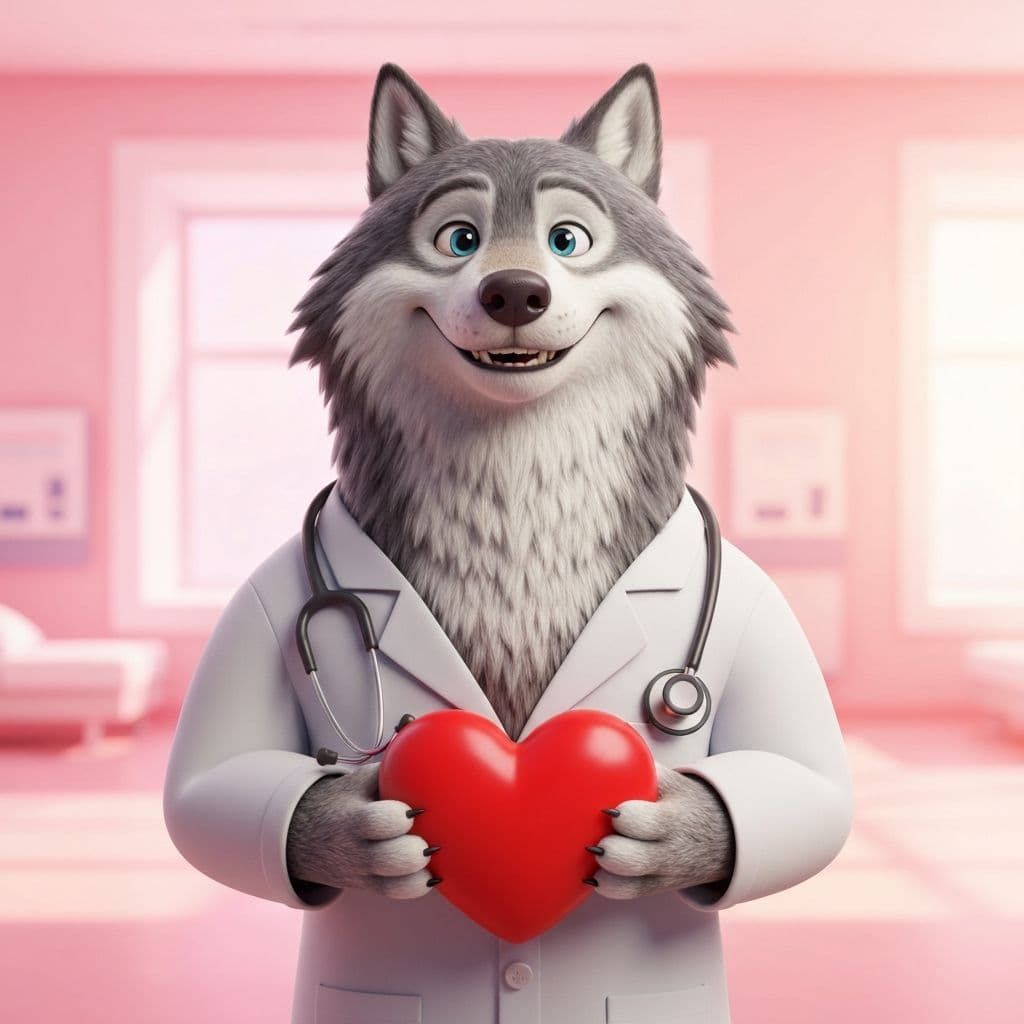 Alpha le loup docteur prenant soin de votre santé